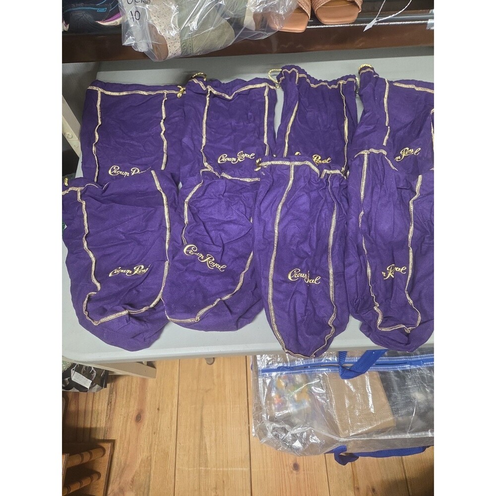 8 Crown Royal Bags only - 12” Bags Purple And Gold B1